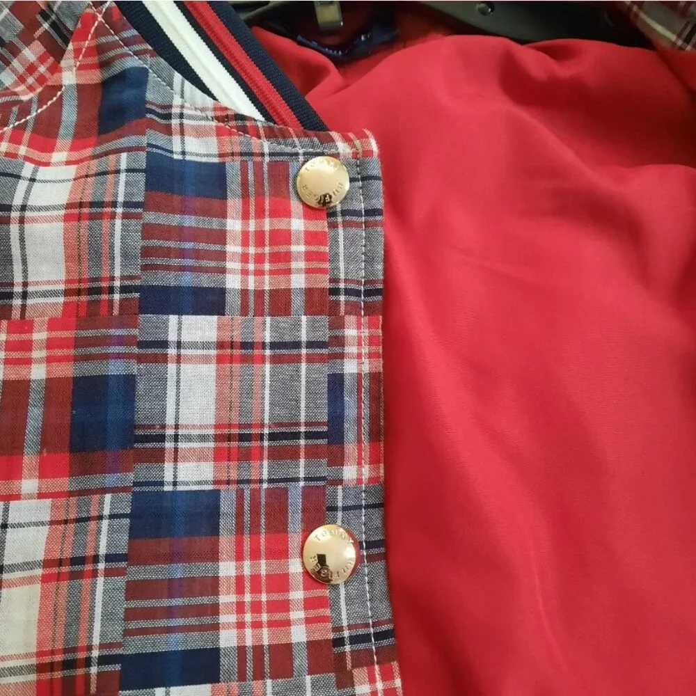 Tommy Hilfiger Cotton Patchwork Varsity Jacket Gold Buttons Size S